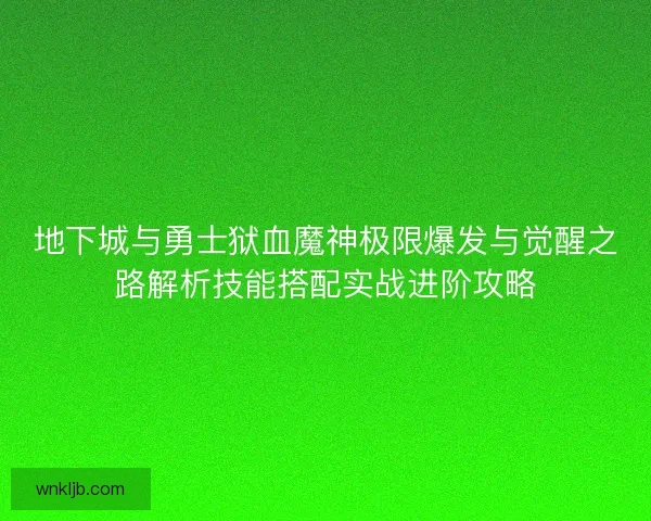地下城与勇士狱血魔神极限爆发与觉醒之路解析技能搭配实战进阶攻略